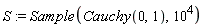 S := Sample(Cauchy(0, 1), 10^4)