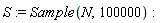 S := Sample(N, 100000)