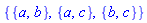 {{a, b}, {a, c}, {b, c}}