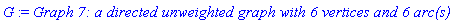 G := `Graph 7: a directed unweighted graph with 6 vertices and 6 arc(s)`