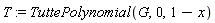 T := TuttePolynomial(G, 0, 1-x)