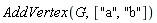 AddVertex(G, ["a", "b"])