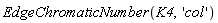EdgeChromaticNumber(K4, 'col')