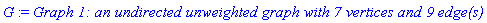 G := `Graph 1: an undirected unweighted graph with 7 vertices and 9 edge(s)`