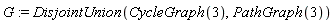 G := DisjointUnion(CycleGraph(3), PathGraph(3))