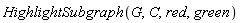 HighlightSubgraph(G, C, red, green)
