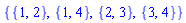 {{1, 2}, {1, 4}, {2, 3}, {3, 4}}