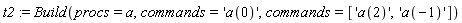 t2 := Build(procs = a, commands = 'a(0)', commands = ['a(2)', 'a(-1)'])