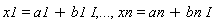 x1 = a1+I*b1, () .. (), xn = an+I*bn