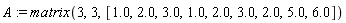 A := matrix(3, 3, [1.0, 2.0, 3.0, 1.0, 2.0, 3.0, 2.0, 5.0, 6.0])