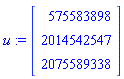 u := Vector[column]([[575583898], [2014542547], [2075589338]])