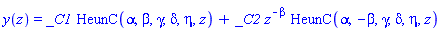 y(z) = _C1*HeunC(alpha, beta, gamma, delta, eta, z)+_C2*z^(-beta)*HeunC(alpha, -beta, gamma, delta, eta, z)
