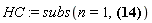 HC := subs(n = 1, HeunC(alpha, beta, gamma, -alpha*(n+(1/2)*gamma+(1/2)*beta+1), eta, z))