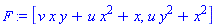 F := [v*x*y+u*x^2+x, u*y^2+x^2]