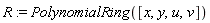 R := PolynomialRing([x, y, u, v])