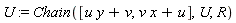U := Chain([u*y+v, v*x+u], U, R)