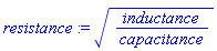 (inductance/capacitance)^(1/2)