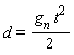 d = (1/2)*g[n]*t^2