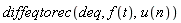 diffeqtorec(deq, f(t), u(n))