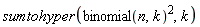 sumtohyper(binomial(n, k)^2, k)