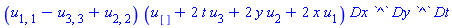 (u[1, 1]-u[3, 3]+u[2, 2])*(u[]+2*t*u[3]+2*y*u[2]+2*x*u[1])*Dx*`^`*Dy*`^`*Dt
