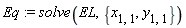 Eq := solve(EL, {x[1, 1], y[1, 1]})