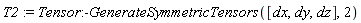 T2 := Tensor:-GenerateSymmetricTensors([dx, dy, dz], 2)