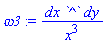 omega3 := dx*`^`*dy/x^3