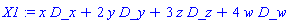 X1 := x*D_x+2*y*D_y+3*z*D_z+4*w*D_w
