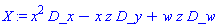 X := x^2*D_x-x*z*D_y+w*z*D_w