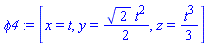 phi4 := [x = t, y = 2^(1/2)*t^2/2, z = t^3/3]