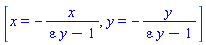 [x = -x/(epsilon*y-1), y = -y/(epsilon*y-1)]