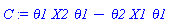 C := theta1*X2*theta1-theta2*X1*theta1