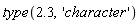 type(2.3, 'character')