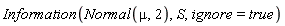 Information(Normal(mu, 2), S, ignore = true)