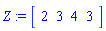 Z := Array([2, 3, 4, 3])