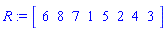 R := Array([6, 8, 7, 1, 5, 2, 4, 3])