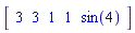 Array([3, 3, 1, 1, sin(4)])