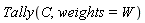 Tally(C, weights = W)