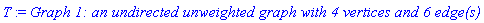 T := `Graph 1: an undirected unweighted graph with 4 vertices and 6 edge(s)`