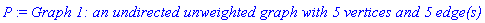 P := `Graph 1: an undirected unweighted graph with 5 vertices and 5 edge(s)`