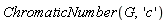 ChromaticNumber(G, 'c')