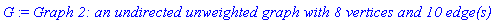 G := `Graph 2: an undirected unweighted graph with 8 vertices and 10 edge(s)`