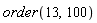 order(13, 100)