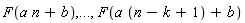 F(a*n+b), () .. (), F(a*(n-k+1)+b)