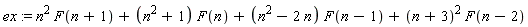 ex := n^2*F(n+1)+(n^2+1)*F(n)+(n^2-2*n)*F(n-1)+(n+3)^2*F(n-2)