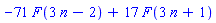 -71*F(3*n-2)+17*F(3*n+1)