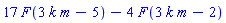 17*F(3*k*m-5)-4*F(3*k*m-2)