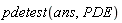 pdetest(ans, PDE)