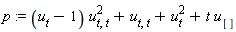 p := (u[t]-1)*u[t, t]^2+u[t, t]+u[t]^2+t*u[]